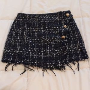 Frankie raw hem tweed skirt